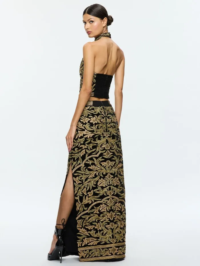 Alice Olivia SKIRTS WOMEN GEORGIE MAXI SKIRT Blackandgold