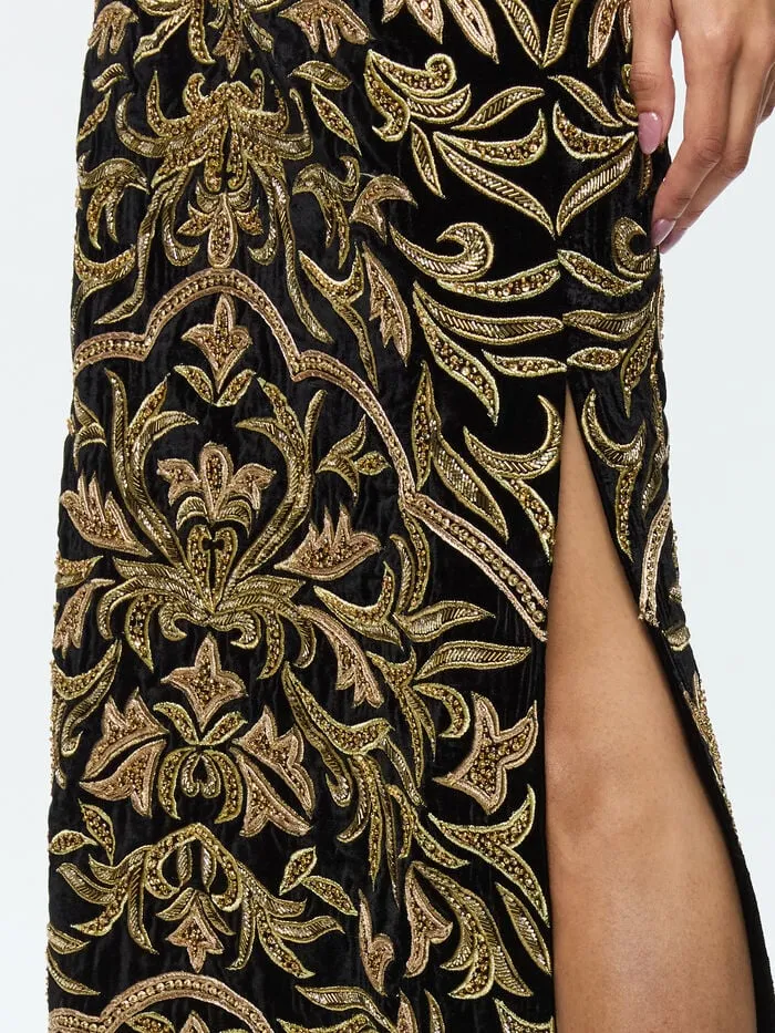 Alice Olivia SKIRTS WOMEN GEORGIE MAXI SKIRT Blackandgold