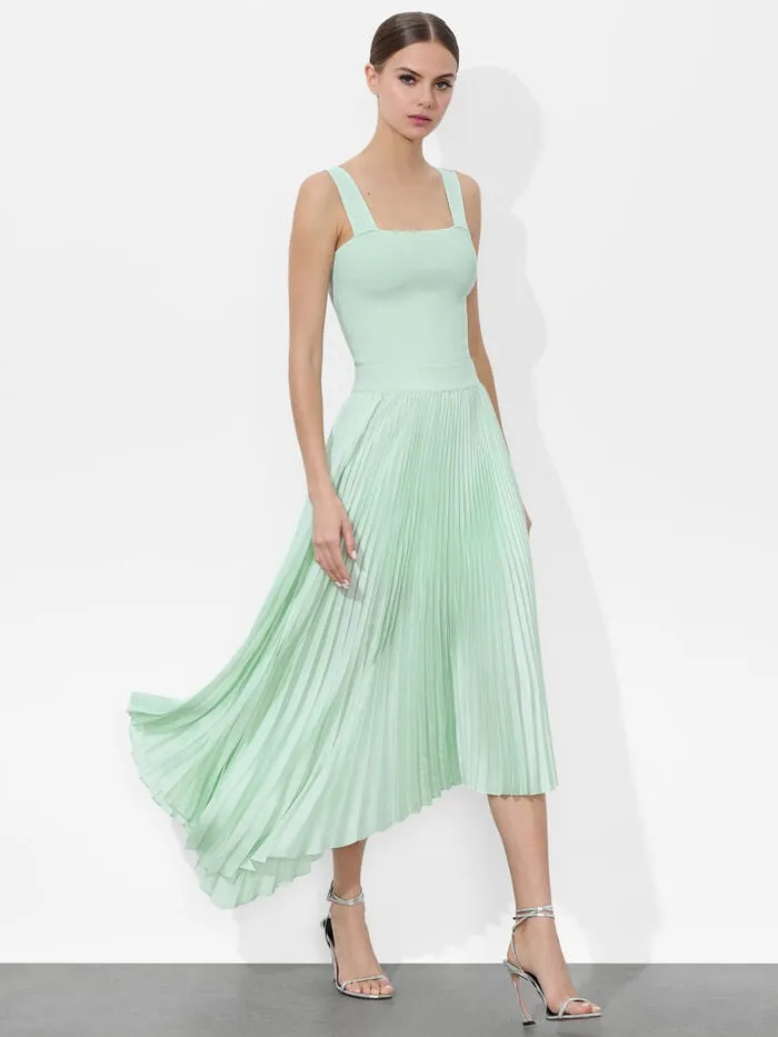Alice Olivia SKIRTS WOMEN JENARA PLEATED MIDI SKIRT Sea Spray