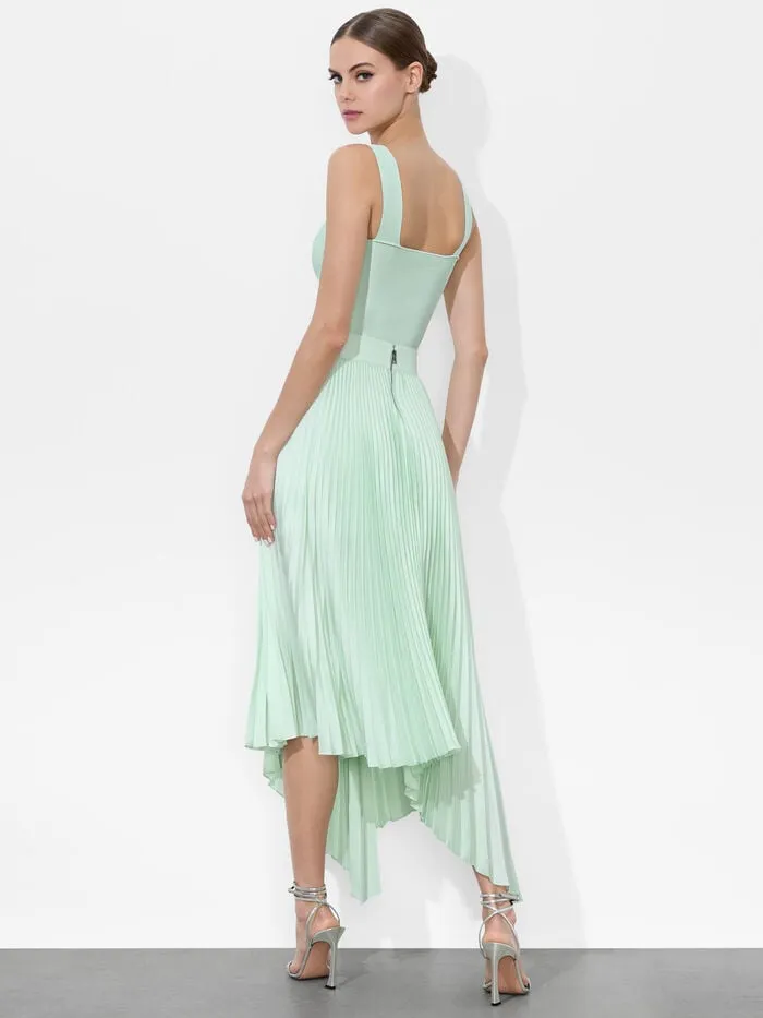 Alice Olivia SKIRTS WOMEN JENARA PLEATED MIDI SKIRT Sea Spray