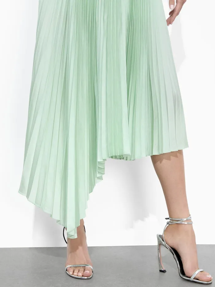 Alice Olivia SKIRTS WOMEN JENARA PLEATED MIDI SKIRT Sea Spray