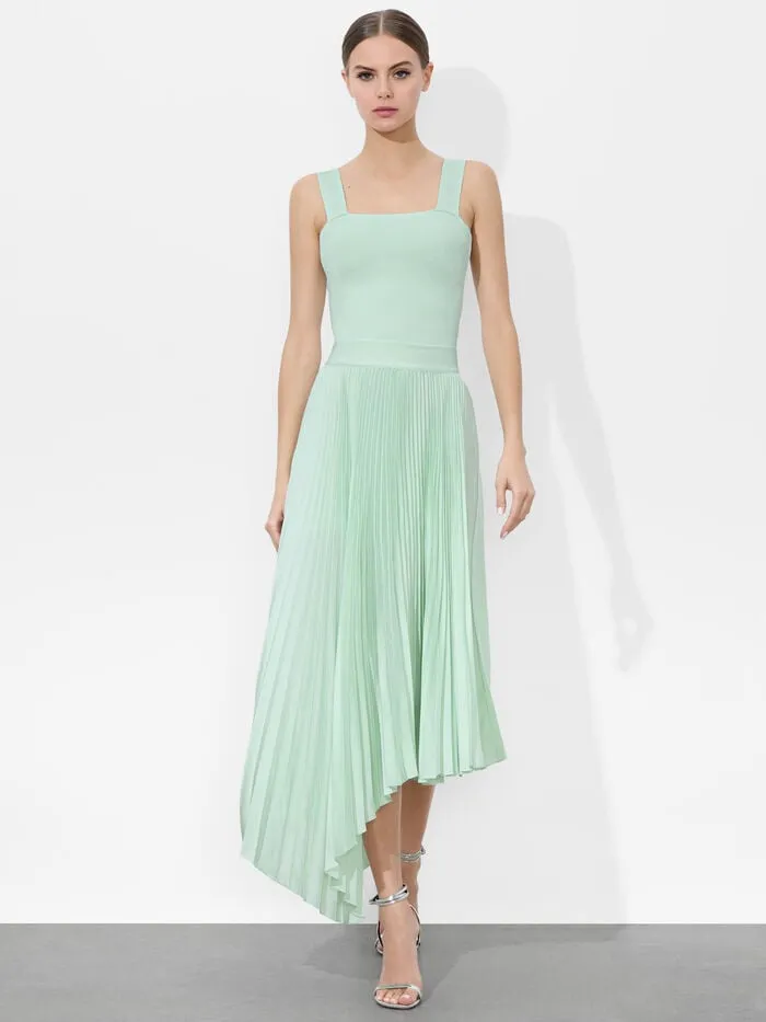 Alice Olivia SKIRTS WOMEN JENARA PLEATED MIDI SKIRT Sea Spray