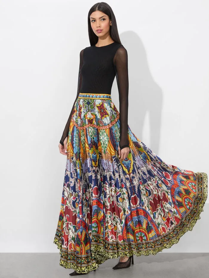Alice Olivia SKIRTS WOMEN KATZ MAXI PLEATED SKIRT On The Road