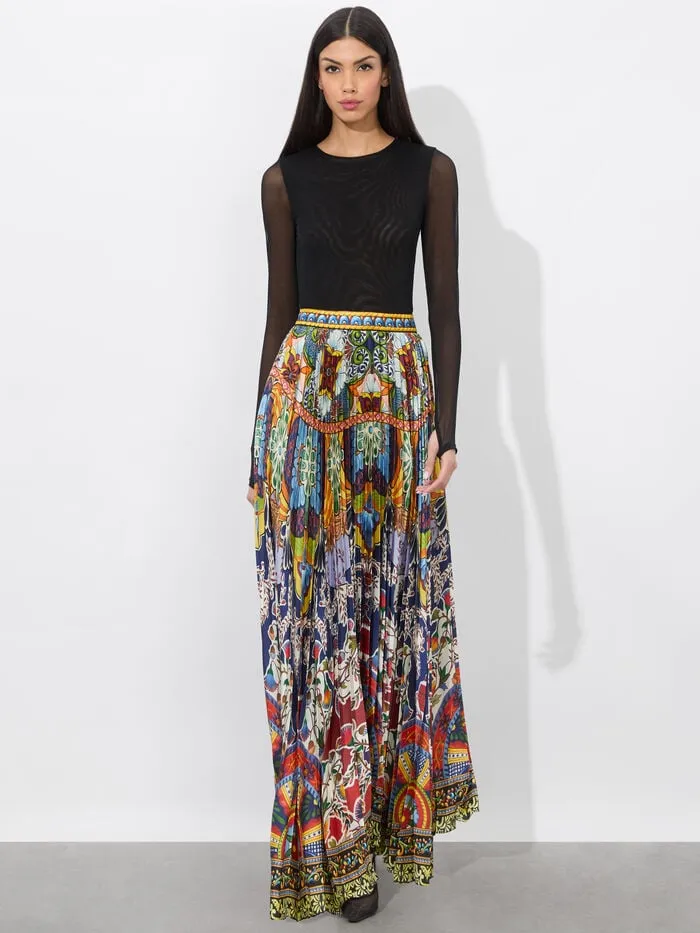 Alice Olivia SKIRTS WOMEN KATZ MAXI PLEATED SKIRT On The Road