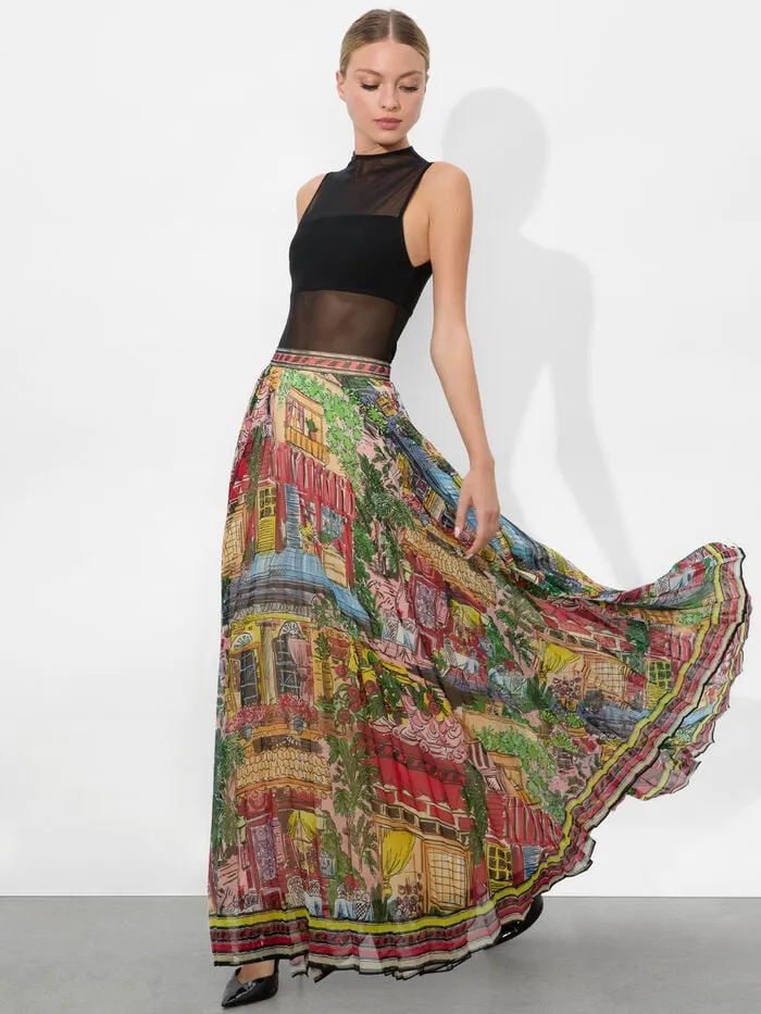 Alice Olivia SKIRTS WOMEN KATZ MAXI PLEATED SKIRT Vacation Dreams