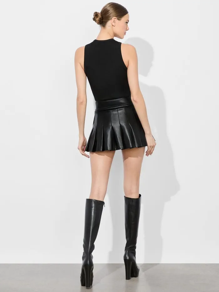 Alice Olivia SKIRTS WOMEN LANNA VEGAN MINI SKIRT Black