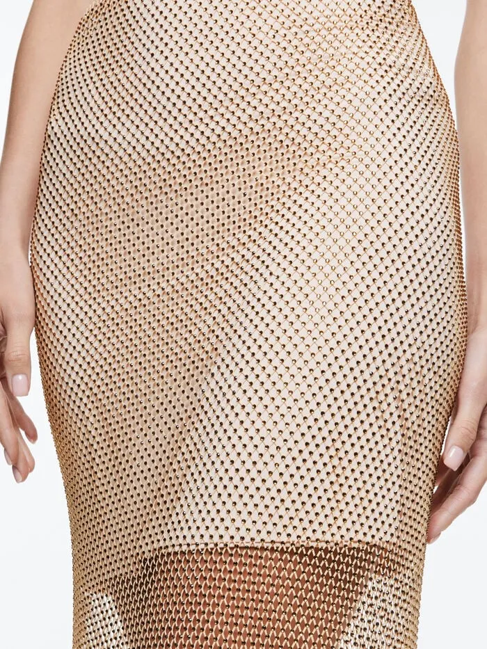 Alice Olivia SKIRTS WOMEN MAEVE EMBELLISHED MIDI SLIP SKIRT Almondandgold