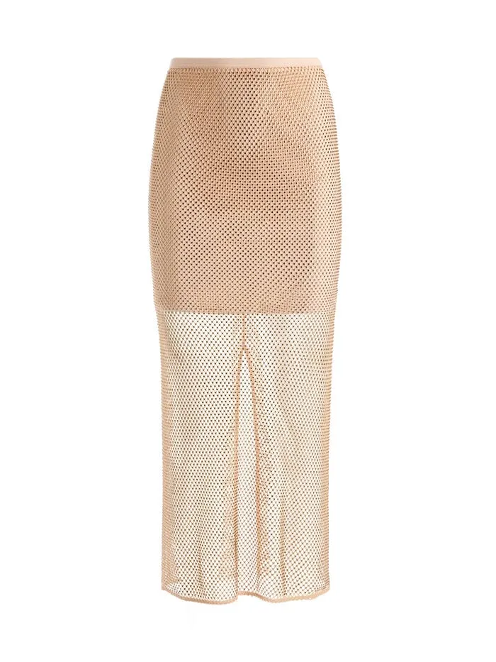 Alice Olivia SKIRTS WOMEN MAEVE EMBELLISHED MIDI SLIP SKIRT Almondandgold