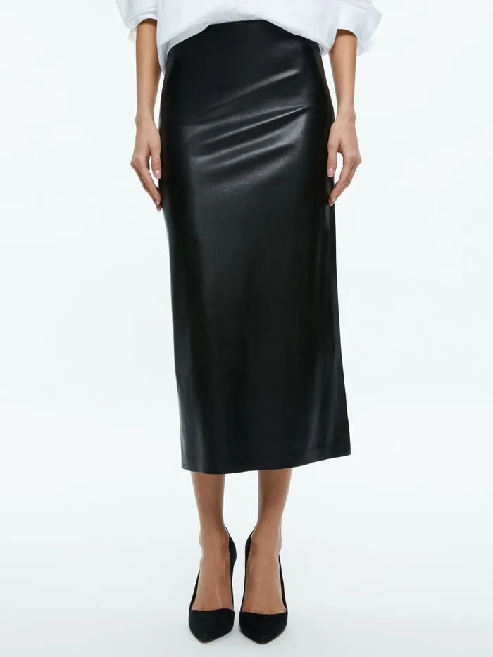Alice Olivia SKIRTS WOMEN MAEVE VEGAN MIDI SKIRT Black