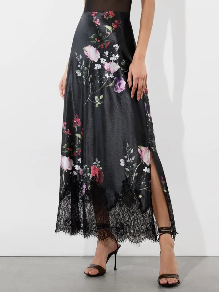 Alice Olivia SKIRTS WOMEN MAEVE VELVET SLIP SKIRT Floral Dreams