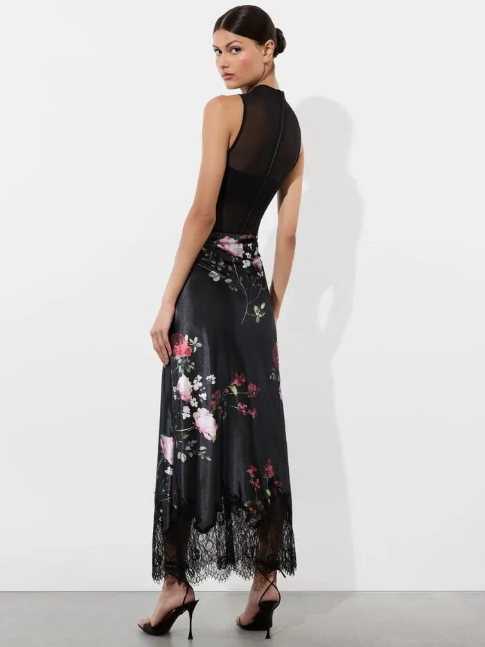 Alice Olivia SKIRTS WOMEN MAEVE VELVET SLIP SKIRT Floral Dreams