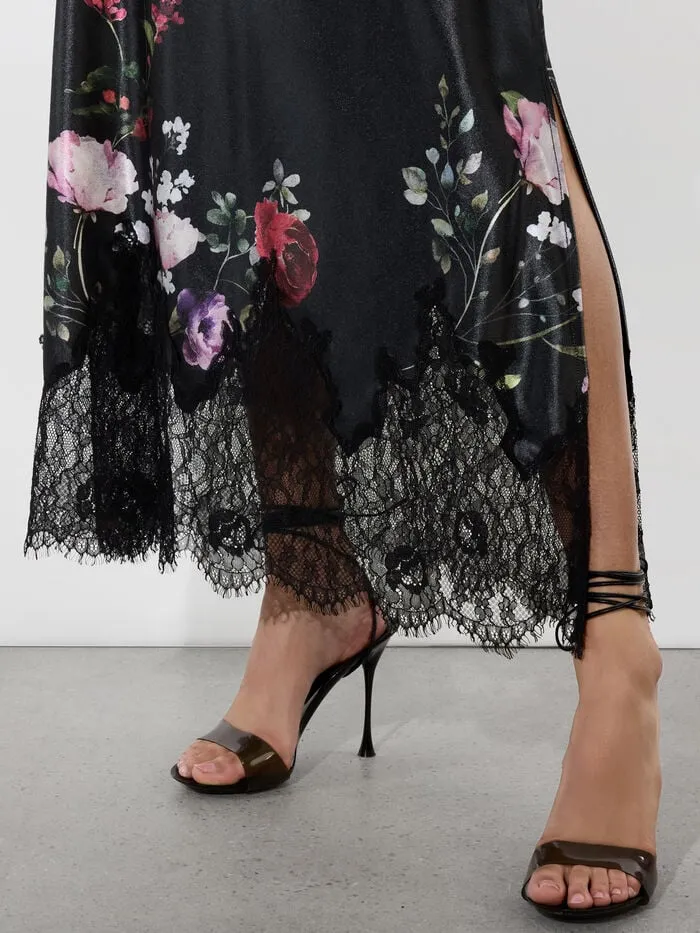 Alice Olivia SKIRTS WOMEN MAEVE VELVET SLIP SKIRT Floral Dreams