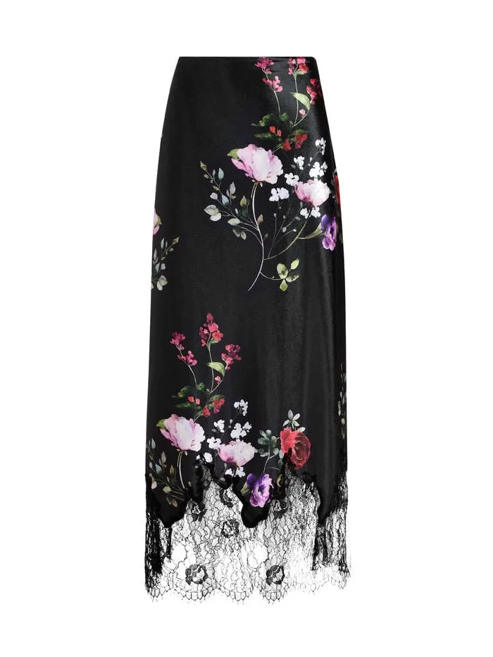 Alice Olivia SKIRTS WOMEN MAEVE VELVET SLIP SKIRT Floral Dreams