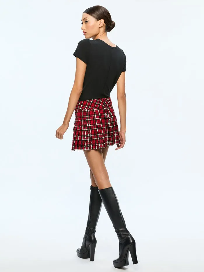 Alice Olivia SKIRTS WOMEN MERA MINI SKIRT Schoolgirl Plaid Bright Ruby