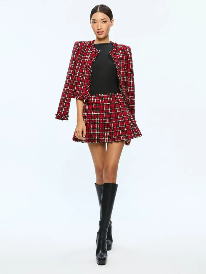 Alice Olivia SKIRTS WOMEN MERA MINI SKIRT Schoolgirl Plaid Bright Ruby