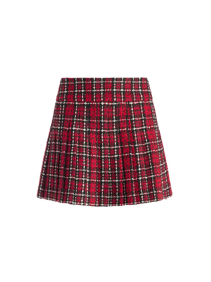 Alice Olivia SKIRTS WOMEN MERA MINI SKIRT Schoolgirl Plaid Bright Ruby