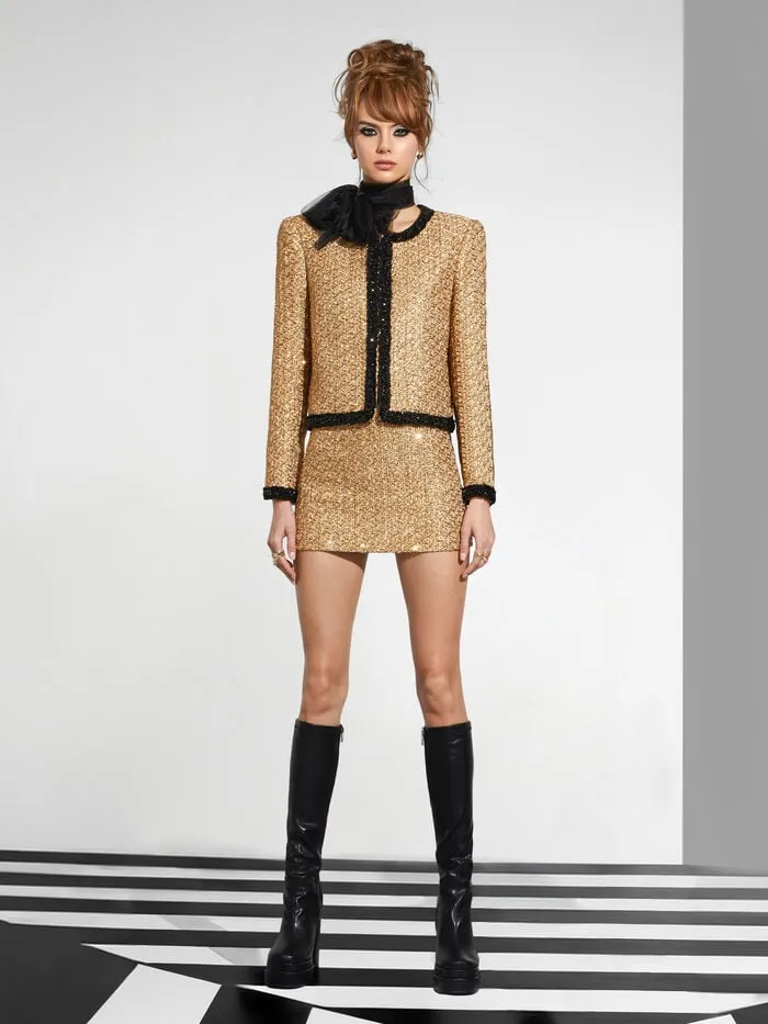 Alice Olivia SKIRTS WOMEN RUBI MINI SKIRT Gold