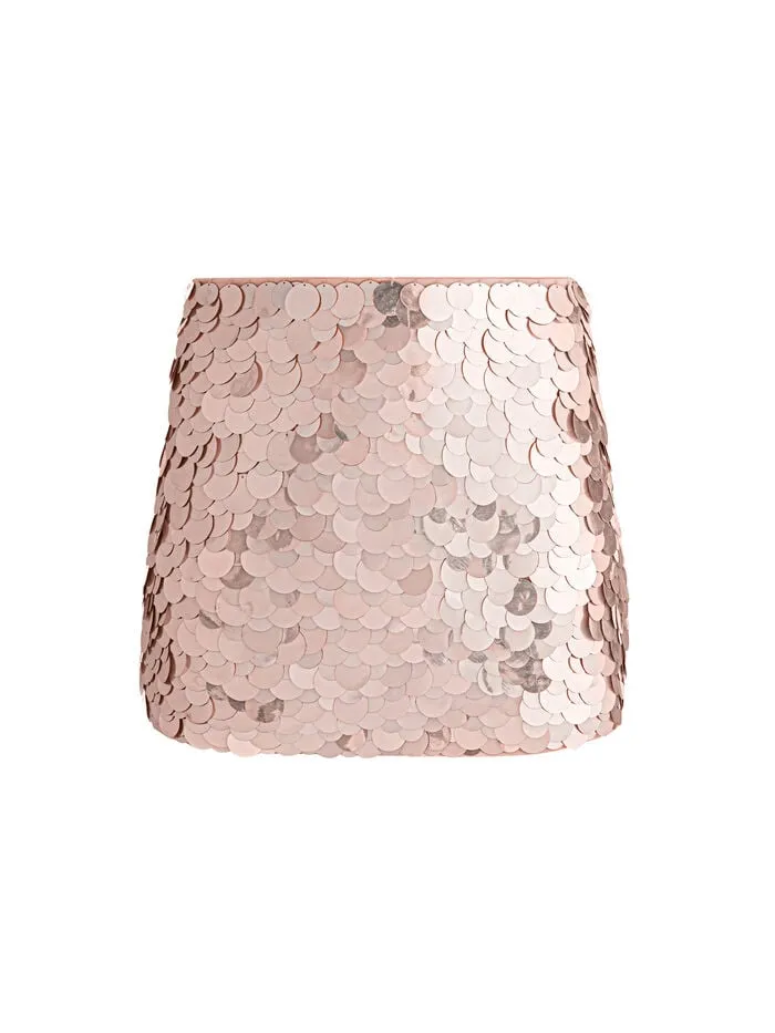 Alice Olivia SKIRTS WOMEN RUBI PAILLETTE MICRO SKIRT Pearl Blush