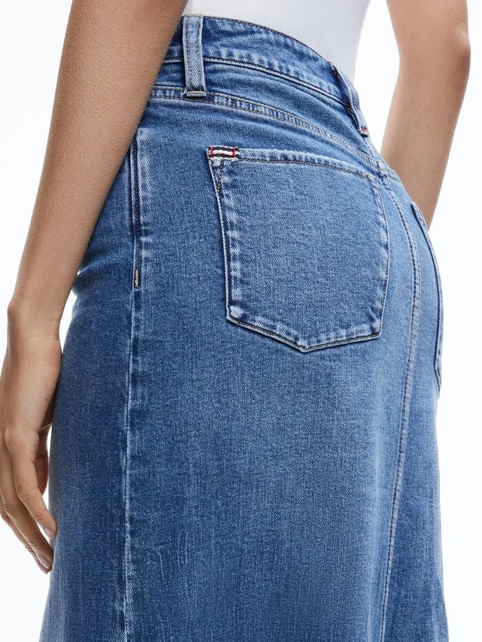 Alice Olivia SKIRTS WOMEN RYE DENIM MAXI SKIRT Brooklyn Blue