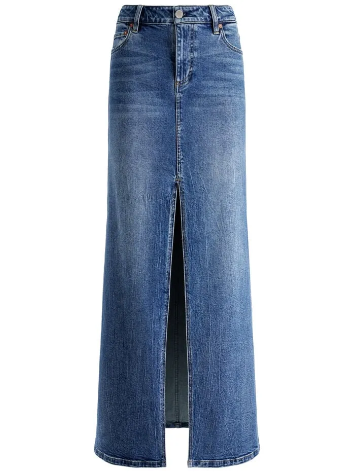 Alice Olivia SKIRTS WOMEN RYE DENIM MAXI SKIRT Brooklyn Blue