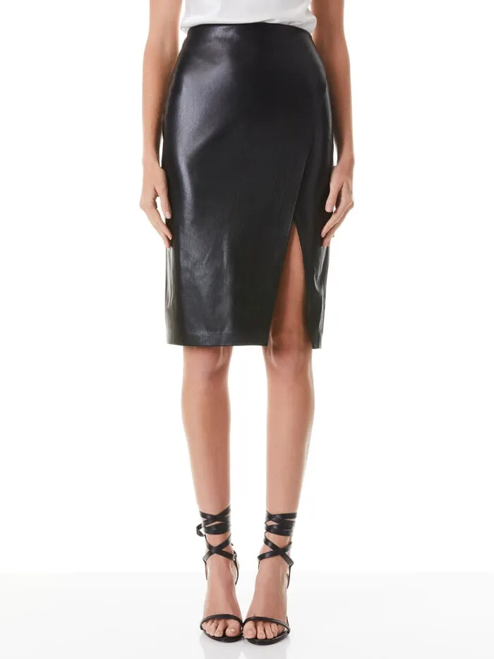 Alice Olivia SKIRTS WOMEN SIOBHAN VEGAN MIDI SKIRT Black