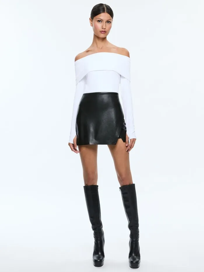 Alice Olivia SKIRTS WOMEN SIOBHAN VEGAN MINI SKIRT Black