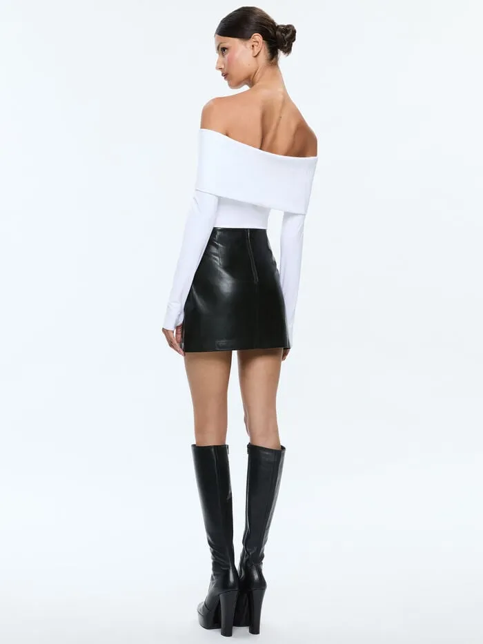 Alice Olivia SKIRTS WOMEN SIOBHAN VEGAN MINI SKIRT Black