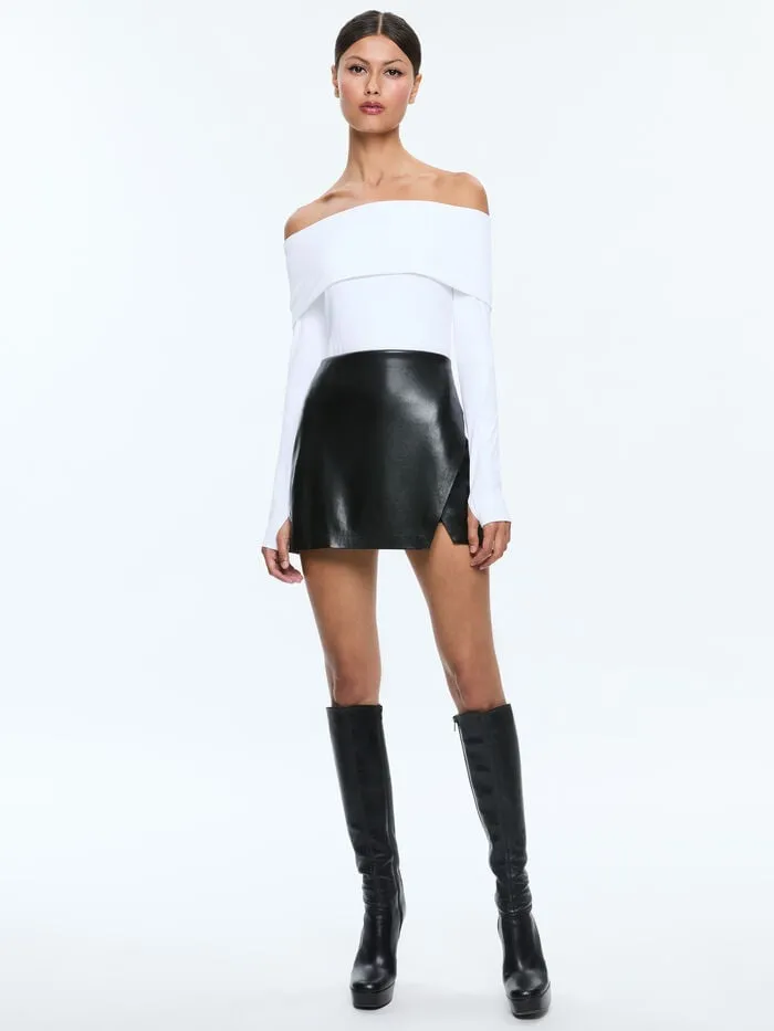 Alice Olivia SKIRTS WOMEN SIOBHAN VEGAN MINI SKIRT Black