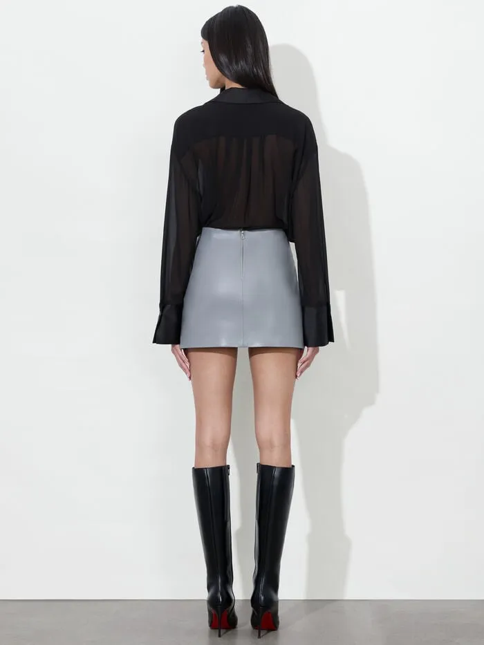 Alice Olivia SKIRTS WOMEN SIOBHAN VEGAN MINI SKIRT Storm Grey