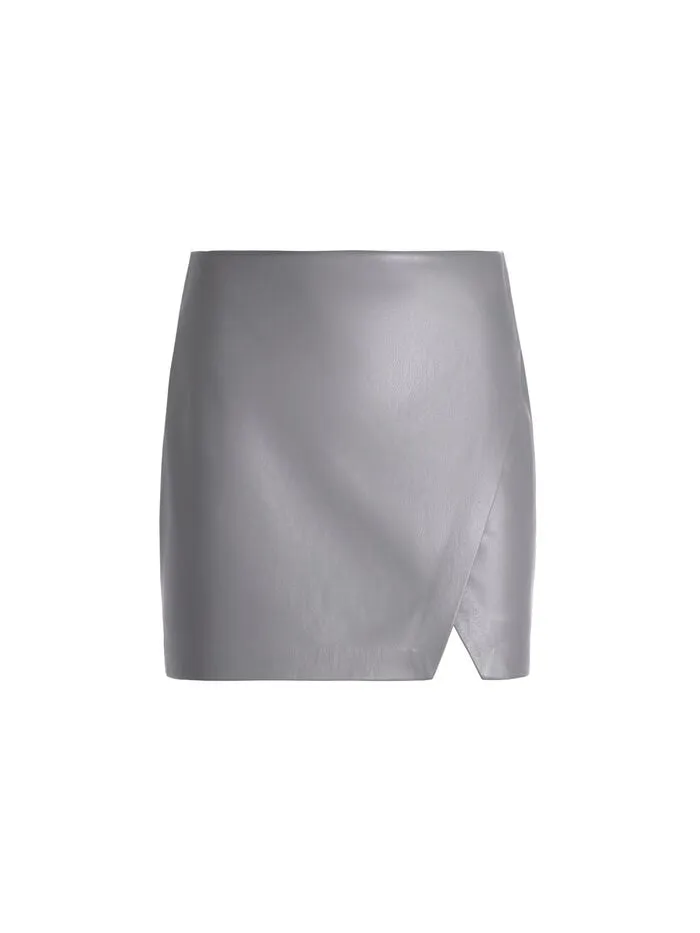 Alice Olivia SKIRTS WOMEN SIOBHAN VEGAN MINI SKIRT Storm Grey