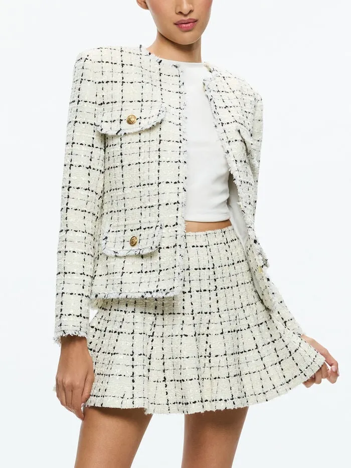 Alice Olivia SKIRTS WOMEN ZONA MINI SKIRT Off Whiteandblack