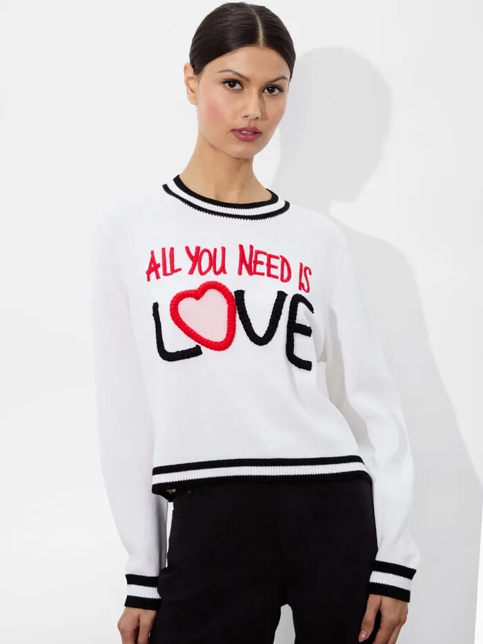 Alice Olivia SWEATERS WOMEN AO X THE BEATLES RORIE PULLOVER Soft White Multi