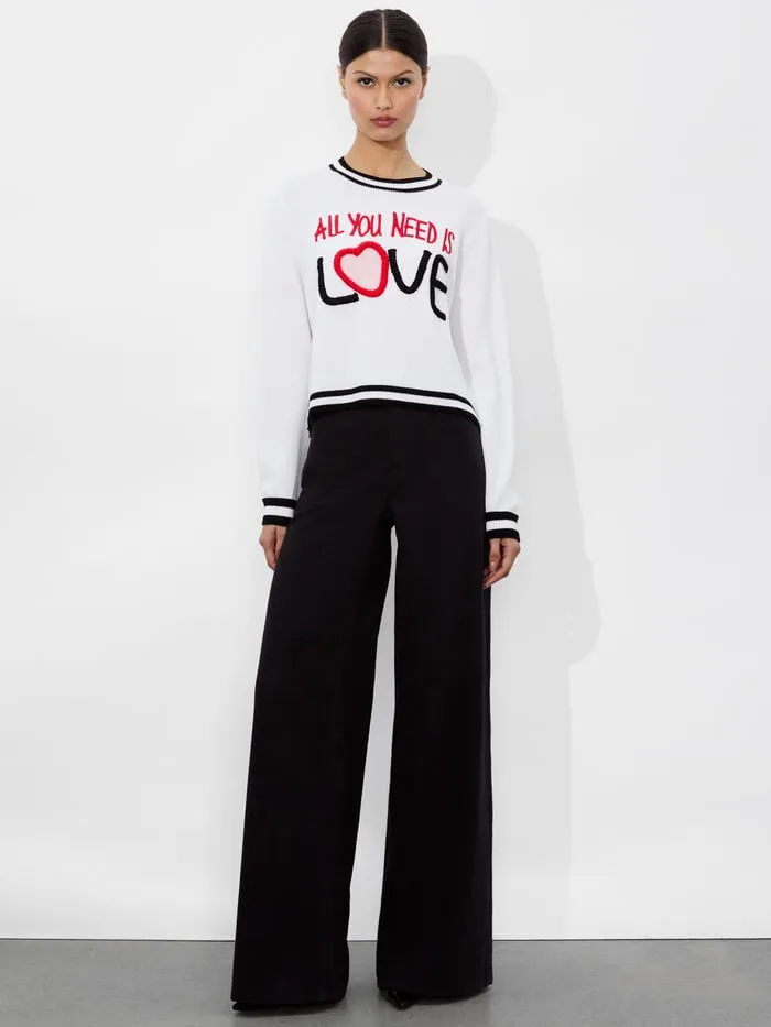 Alice Olivia SWEATERS WOMEN AO X THE BEATLES RORIE PULLOVER Soft White Multi