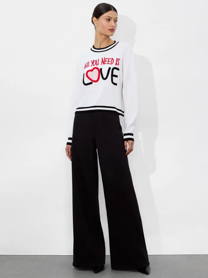 Alice Olivia SWEATERS WOMEN AO X THE BEATLES RORIE PULLOVER Soft White Multi