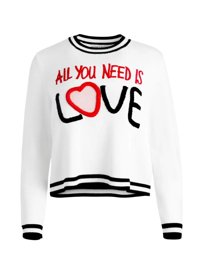 Alice Olivia SWEATERS WOMEN AO X THE BEATLES RORIE PULLOVER Soft White Multi