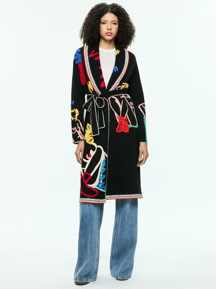 Alice Olivia SWEATERS WOMEN AO X TOM WESSELMANN ASTRID CARDIGAN Natural Beauty
