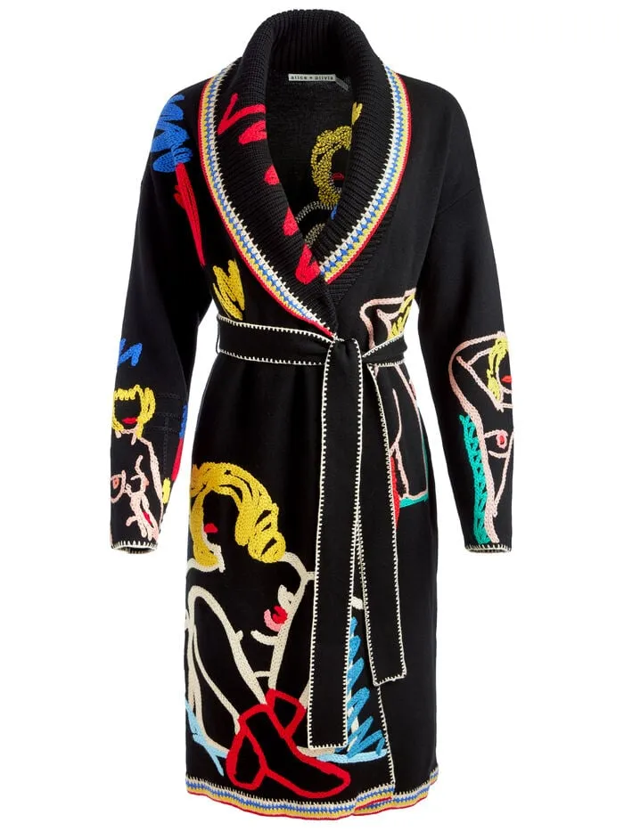 Alice Olivia SWEATERS WOMEN AO X TOM WESSELMANN ASTRID CARDIGAN Natural Beauty