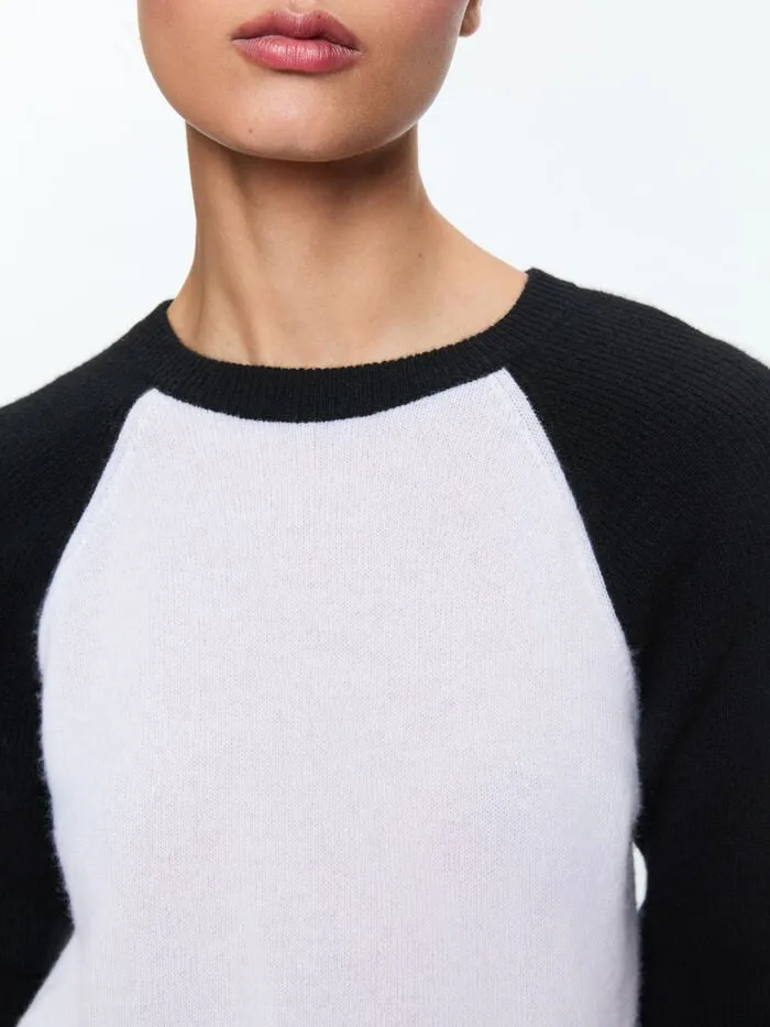 Alice Olivia SWEATERS WOMEN AMARI SHRUNKEN RAGLAN Ecruandblack