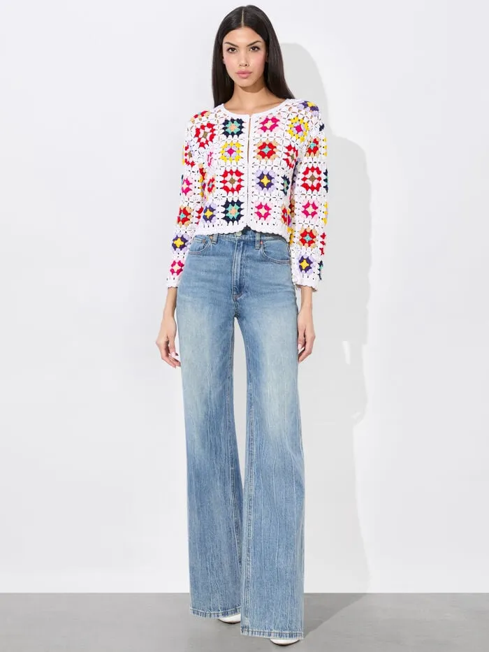 Alice Olivia SWEATERS WOMEN ANDERSON CROCHET CARDIGAN Multi