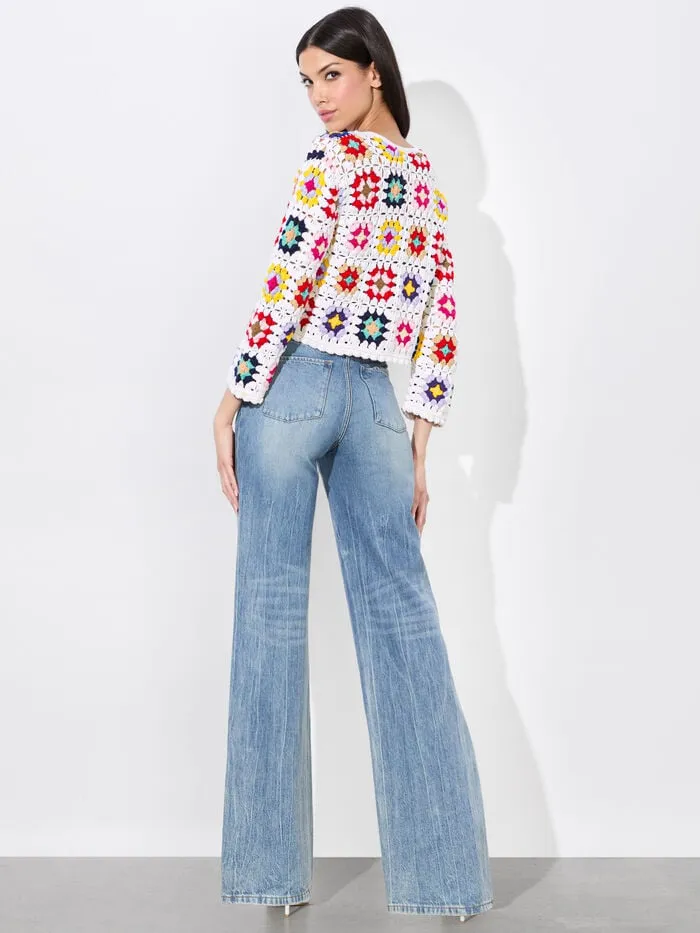 Alice Olivia SWEATERS WOMEN ANDERSON CROCHET CARDIGAN Multi