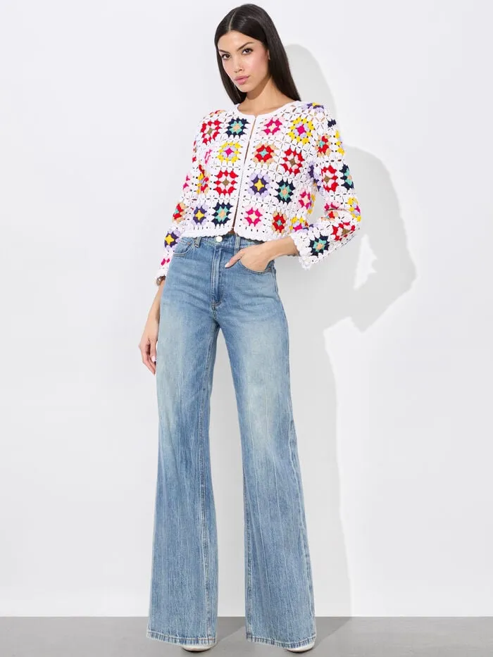 Alice Olivia SWEATERS WOMEN ANDERSON CROCHET CARDIGAN Multi