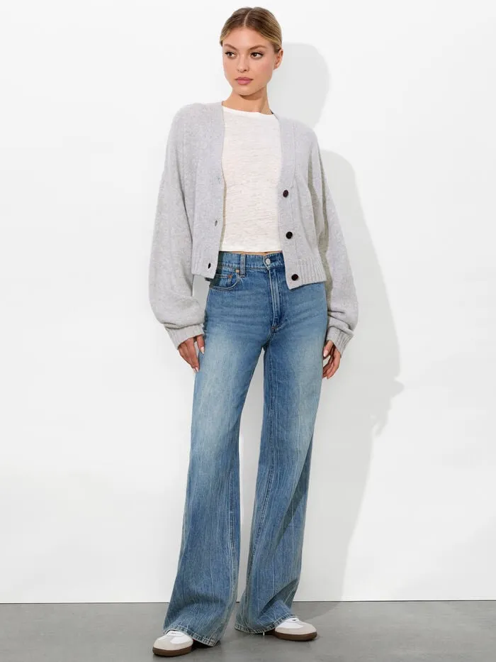 Alice Olivia SWEATERS WOMEN ATTICUS CARDIGAN Storm Grey Heather