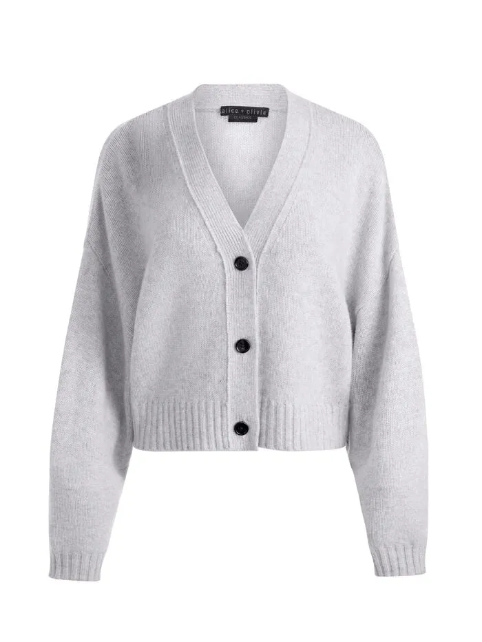 Alice Olivia SWEATERS WOMEN ATTICUS CARDIGAN Storm Grey Heather
