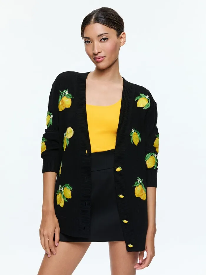 Alice Olivia SWEATERS WOMEN BRADFORD CARDIGAN Lemon Tree