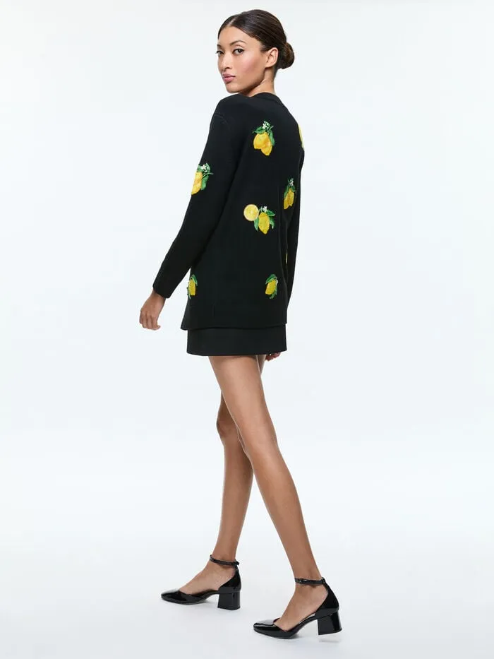 Alice Olivia SWEATERS WOMEN BRADFORD CARDIGAN Lemon Tree