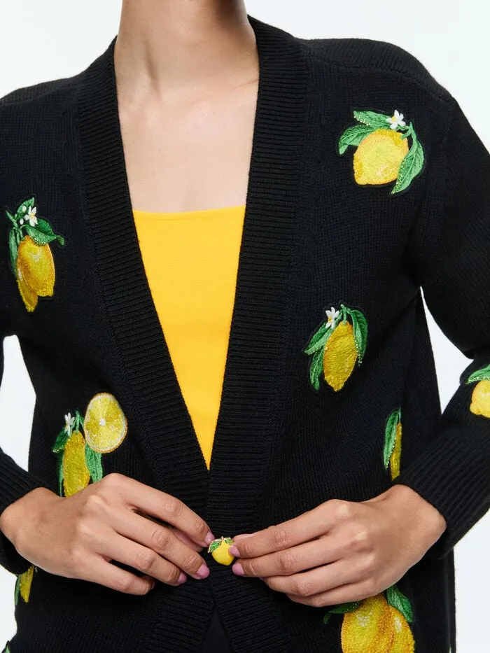 Alice Olivia SWEATERS WOMEN BRADFORD CARDIGAN Lemon Tree