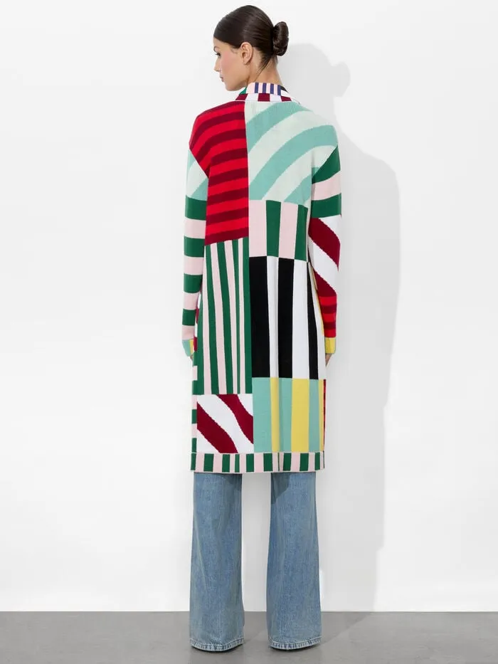 Alice Olivia SWEATERS WOMEN BRADFORD MAXI CARDIGAN Sorbet Stripe