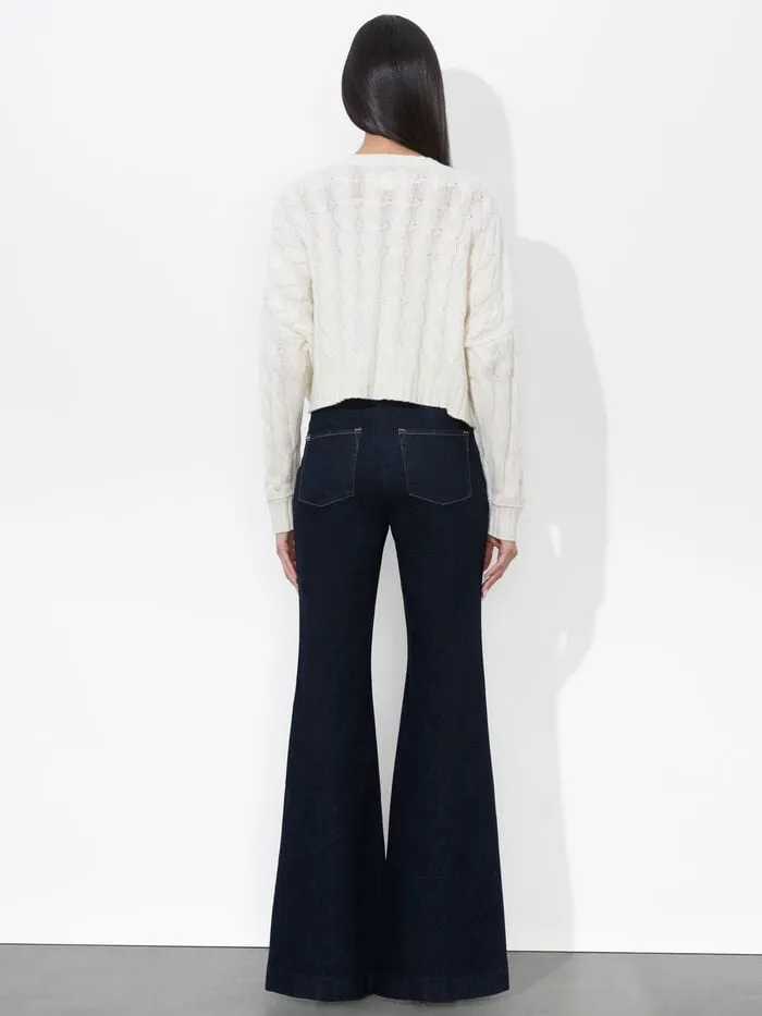 Alice Olivia SWEATERS WOMEN CECILIE CABLEKNIT CARDIGAN Ecru