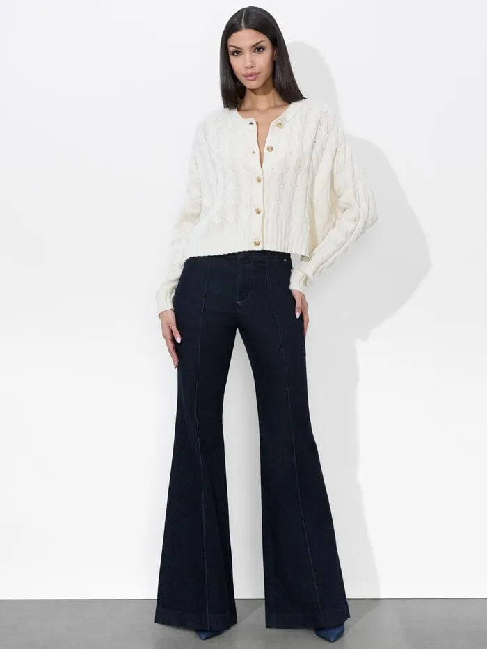 Alice Olivia SWEATERS WOMEN CECILIE CABLEKNIT CARDIGAN Ecru
