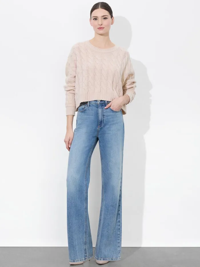 Alice Olivia SWEATERS WOMEN CECILIE CABLEKNIT PULLOVER Oatmeal Heather